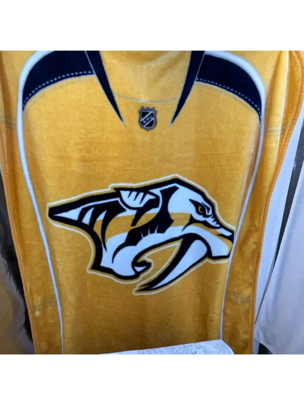 Nashville Predators NHL Logo Blanket By The Northwest Company - Yellow & Navy -